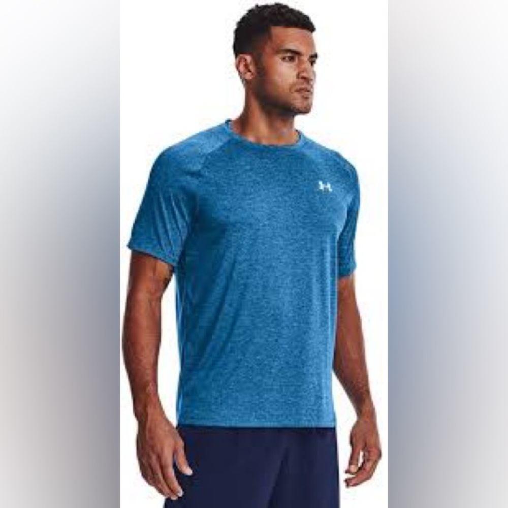 Under Armour Men's Tech tee Crewneck Short Sleeve T-shirt in heather Blue 3XL